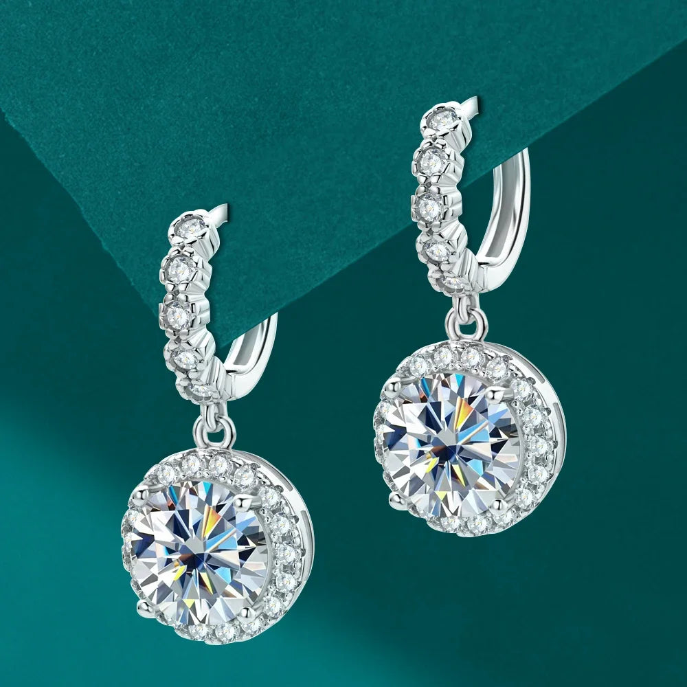 Women's S925 Moissanite Cluster Diamond Drop Earrings - Different Drips