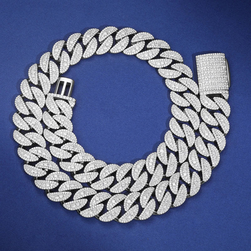 12-22mm S925 Moissanite Raised Curb Cuban Chain - Different Drips
