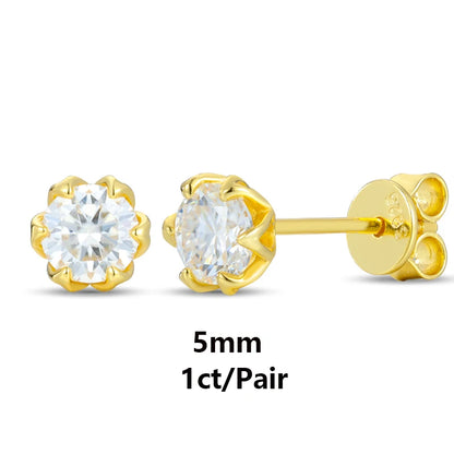 S925 Moissanite Round Flower Stud Earrings - Different Drips