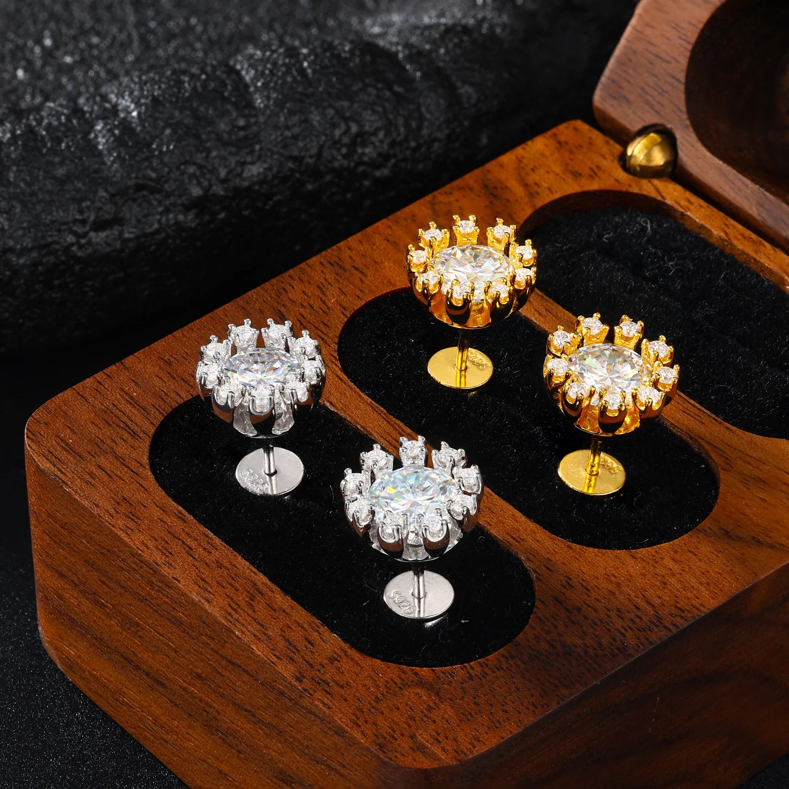 S925 Moissanite Snowburst Stud Earrings - Different Drips