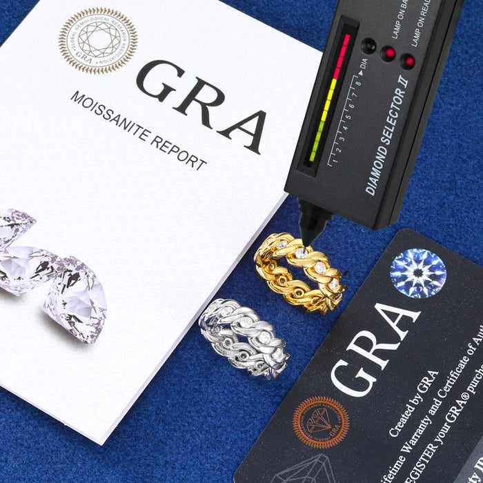 Cuban Link Moissanite Eternity Band Ring - Different Drips