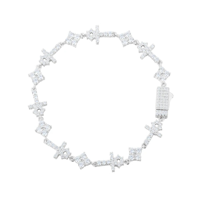 S925 Moissanite Mini Cross & Star Bracelet - Different Drips