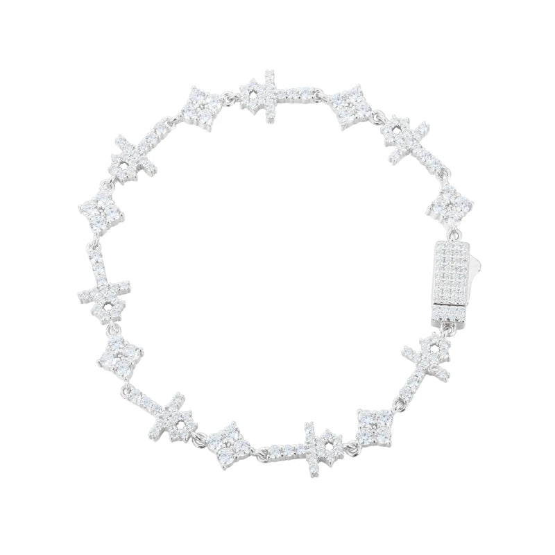 S925 Moissanite Mini Cross & Star Bracelet - Different Drips