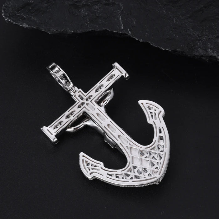 S925 Moissanite Anchor Crucifix Pendant - Different Drips