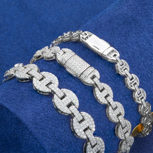 6-10mm Moissanite Iced Mariner-Link Bracelet - Different Drips