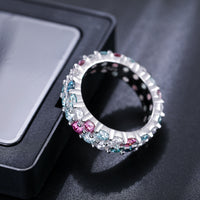 Thumbnail for S925 2 Row Multi-Color Moissanite Eternity Ring - Different Drips