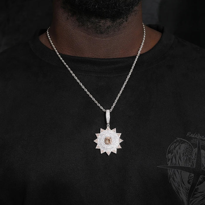 S925 Moissanite Diamond Sunburst Pendant - Different Drips
