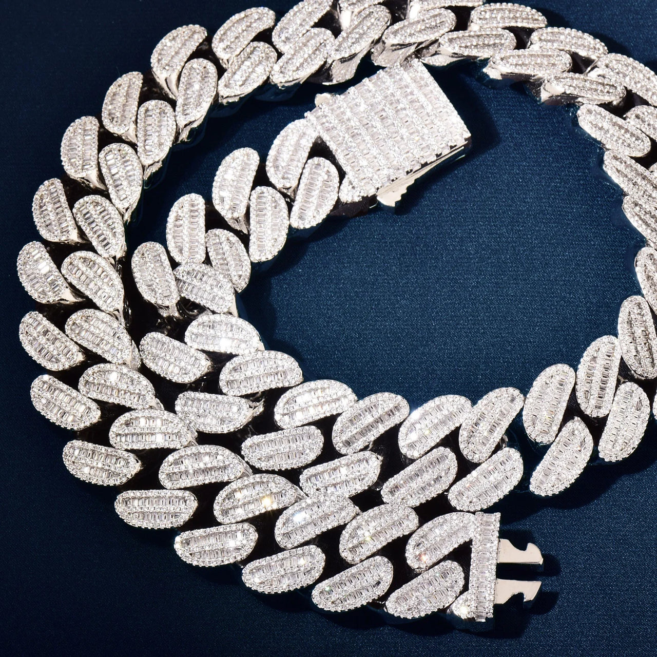 21mm All Over Baguette Cuban Link Chain - Different Drips