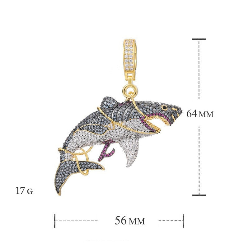 Iced Out Shark Pendant - Different Drips