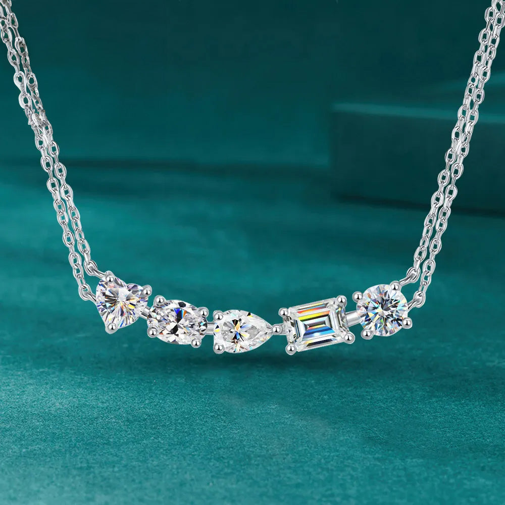 Women's S925 Emerald Cut Moissanite Diamond Curved Necklace - Different Drips