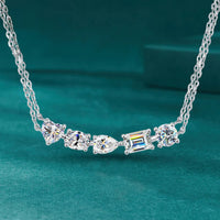 Thumbnail for Women's S925 Emerald Cut Moissanite Diamond Curved Necklace - Different Drips