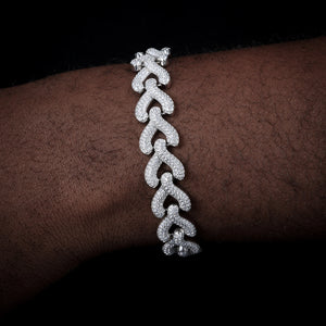 S925 Moissanite Diamond Fish Bone Link Bracelet - Different Drips