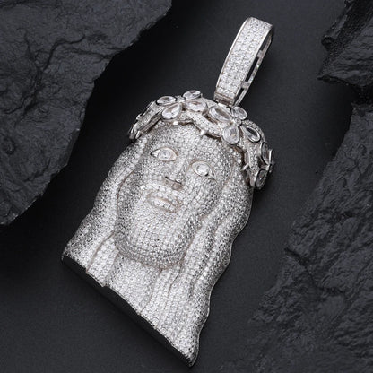 S925 Moissanite Jesus Head Pendant with Crown - Different Drips