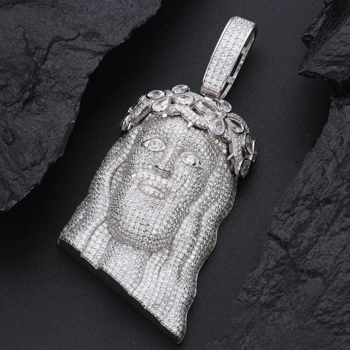 S925 Moissanite Jesus Head Pendant with Crown - Different Drips