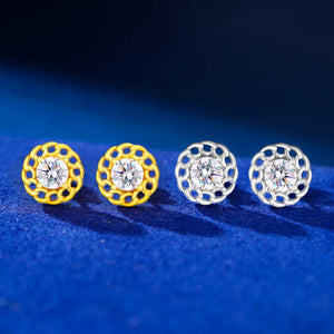 925 Sterling Silver Cuban Link Halo Stud Earrings - Different Drips