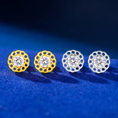 925 Sterling Silver Cuban Link Halo Stud Earrings - Different Drips