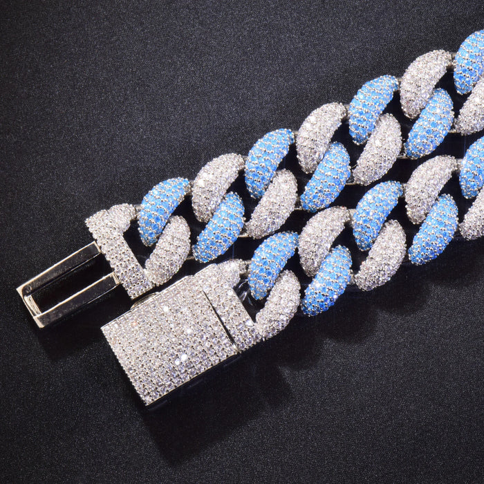 14mm White & Blue Miami Cuban Link Chain - Different Drips