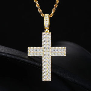 S925 Moissanite Vertical Cross Pendant - Different Drips