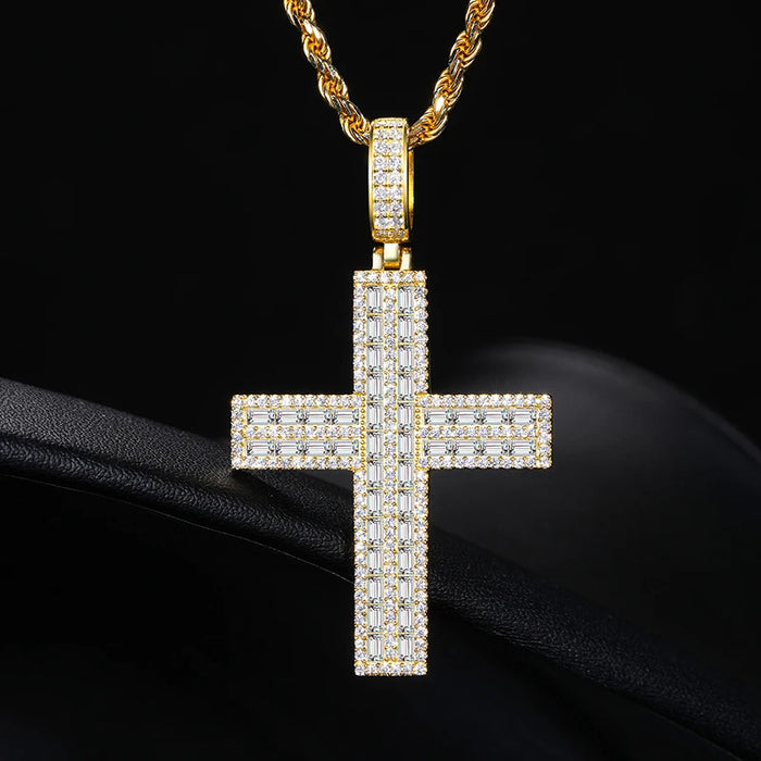 S925 Moissanite Vertical Cross Pendant - Different Drips