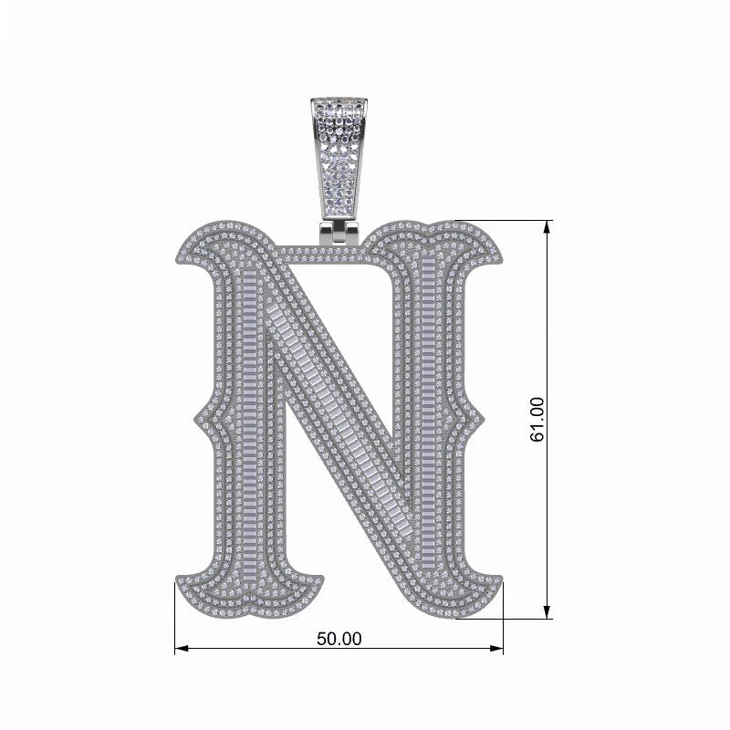 S925 Moissanite Baguette Custom Letter Pendant - Different Drips