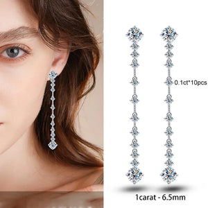 Women's S925 Moissanite Diamond Long Tassel Dangle Earrings - Different Drips