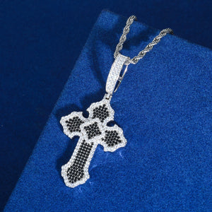 Black Pave Budded Cross Moissanite Pendant - Different Drips