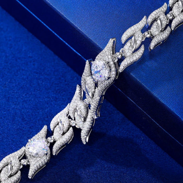 925 Sterling Silver Iced Moissanite Thorn Bracelet - Different Drips