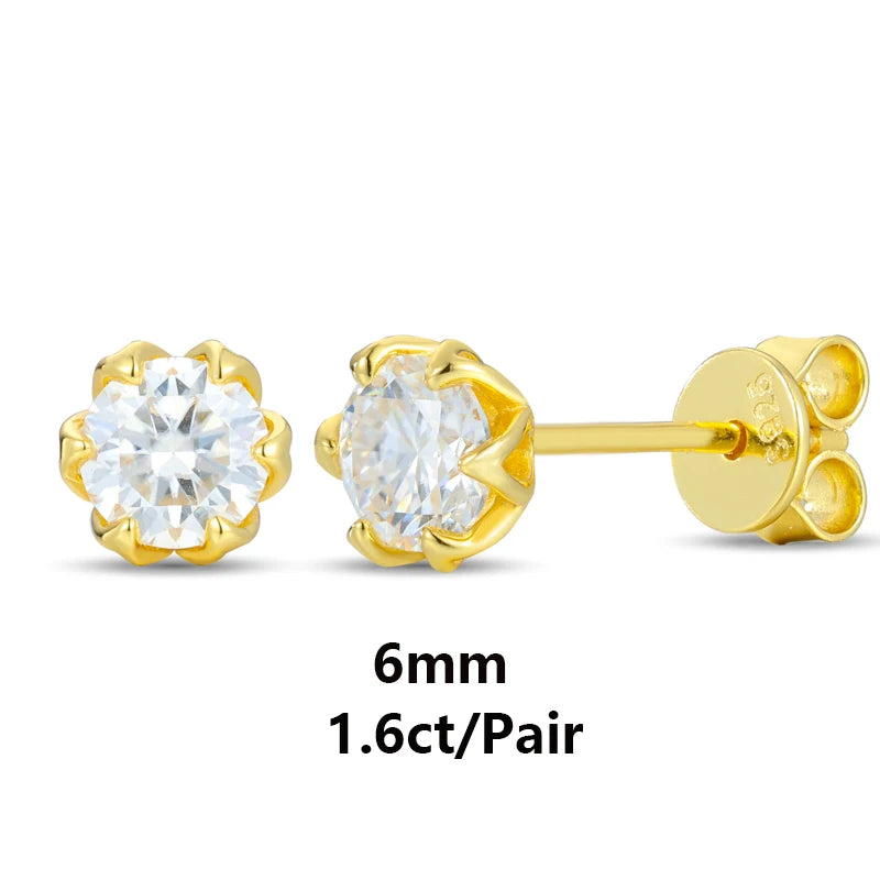 S925 Moissanite Round Flower Stud Earrings - Different Drips
