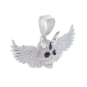 Iced Out Winged Demon Skull Pendant - Different Drips