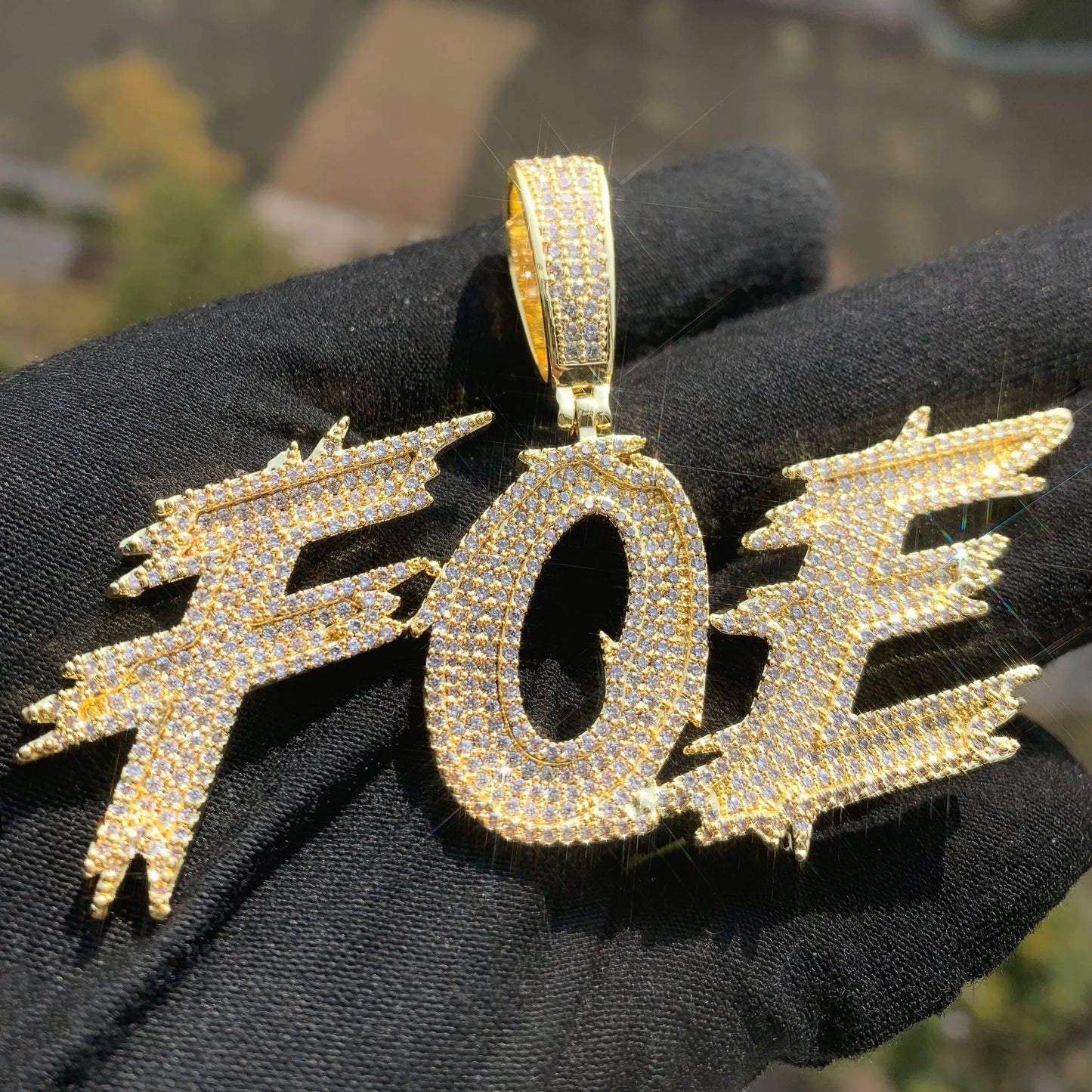 Iced Out Marker Script Custom Letter Name Pendant - Different Drips