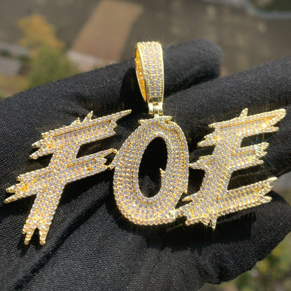 Iced Out Marker Script Custom Letter Name Pendant - Different Drips