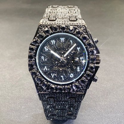 Fully Iced Green Arabic Numeral Watch - Different Drips