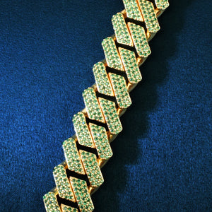 19mm Green Diamond Prong Cuban Link Chain - Different Drips