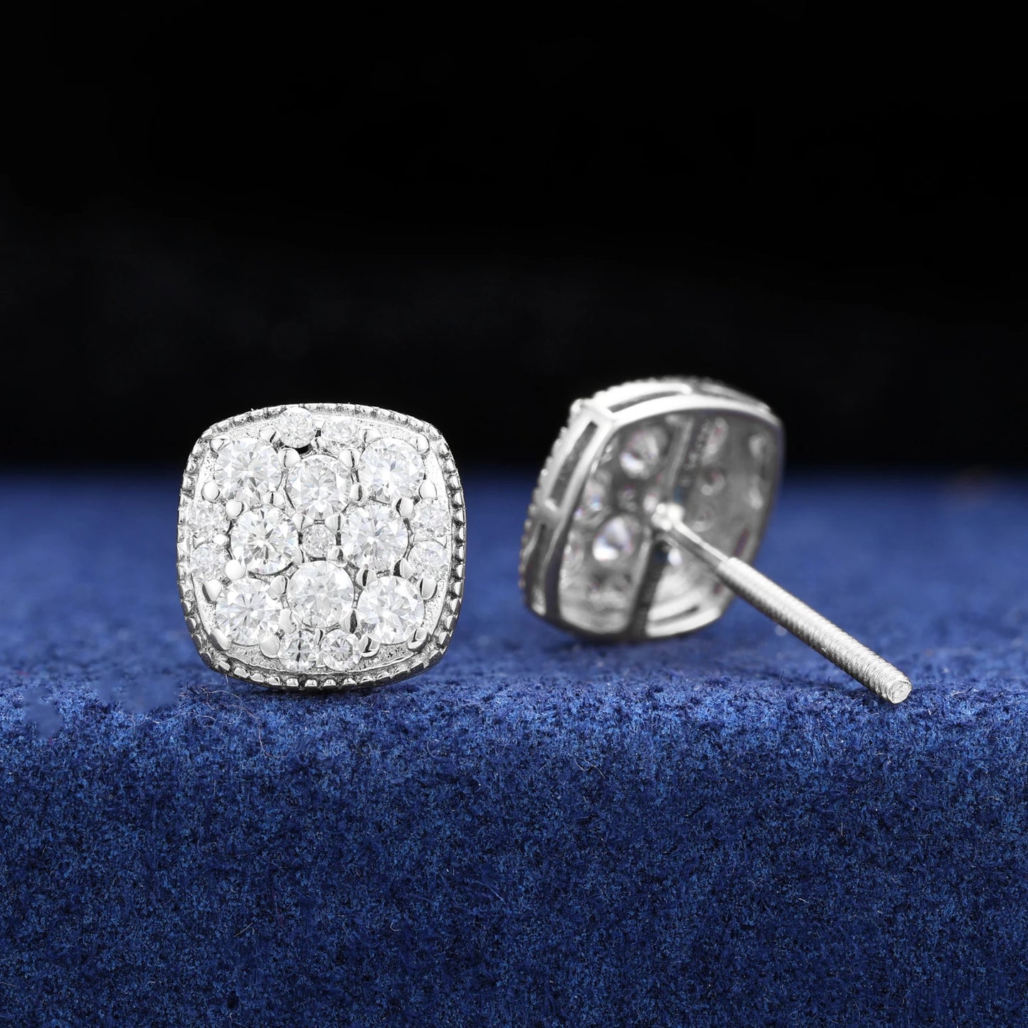 10K White Gold Cluster Moissanite Diamond Earrings - Different Drips