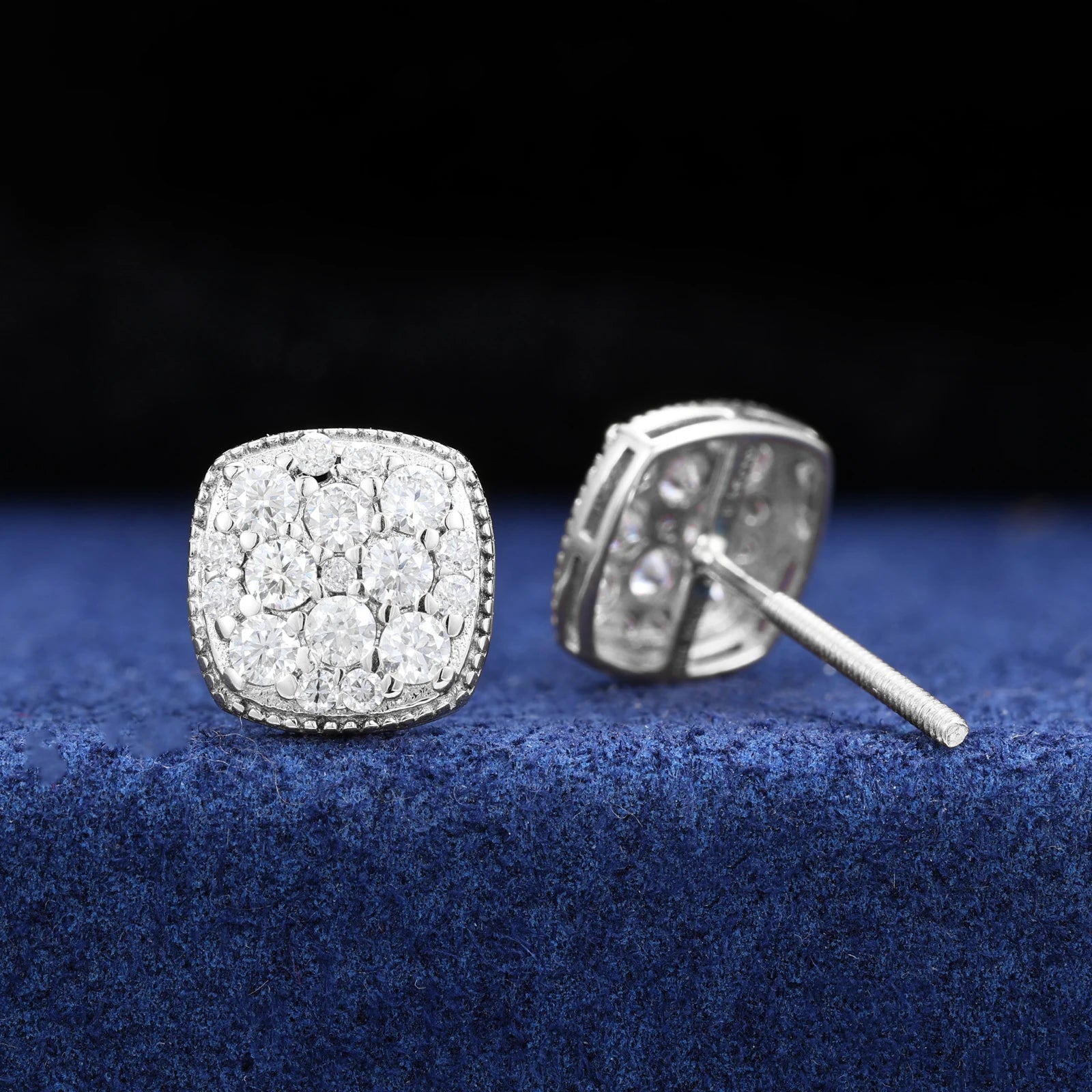 10K White Gold Cluster Moissanite Diamond Earrings - Different Drips
