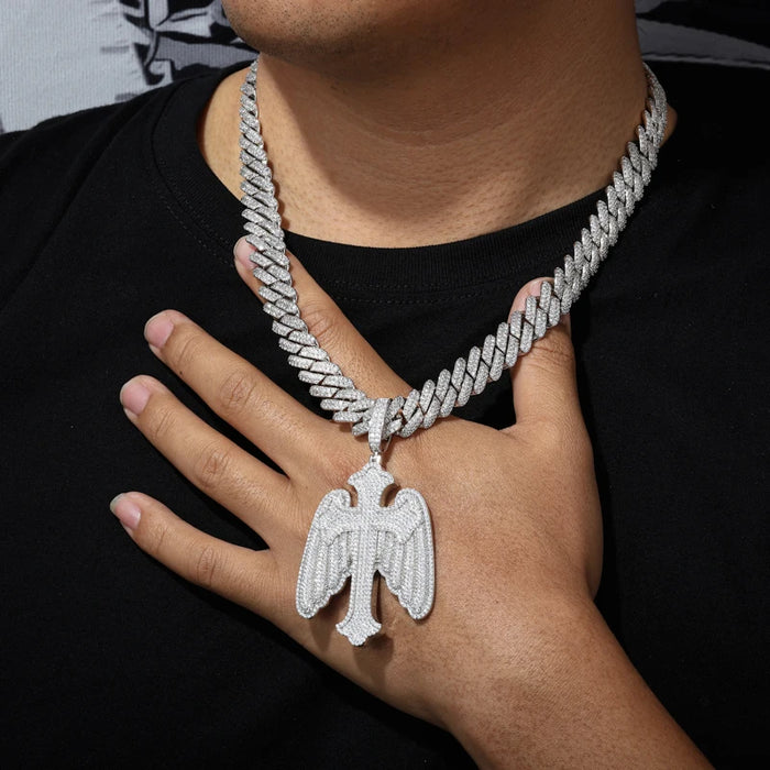 S925 Moissanite Angel Wing Cross Pendant - Different Drips