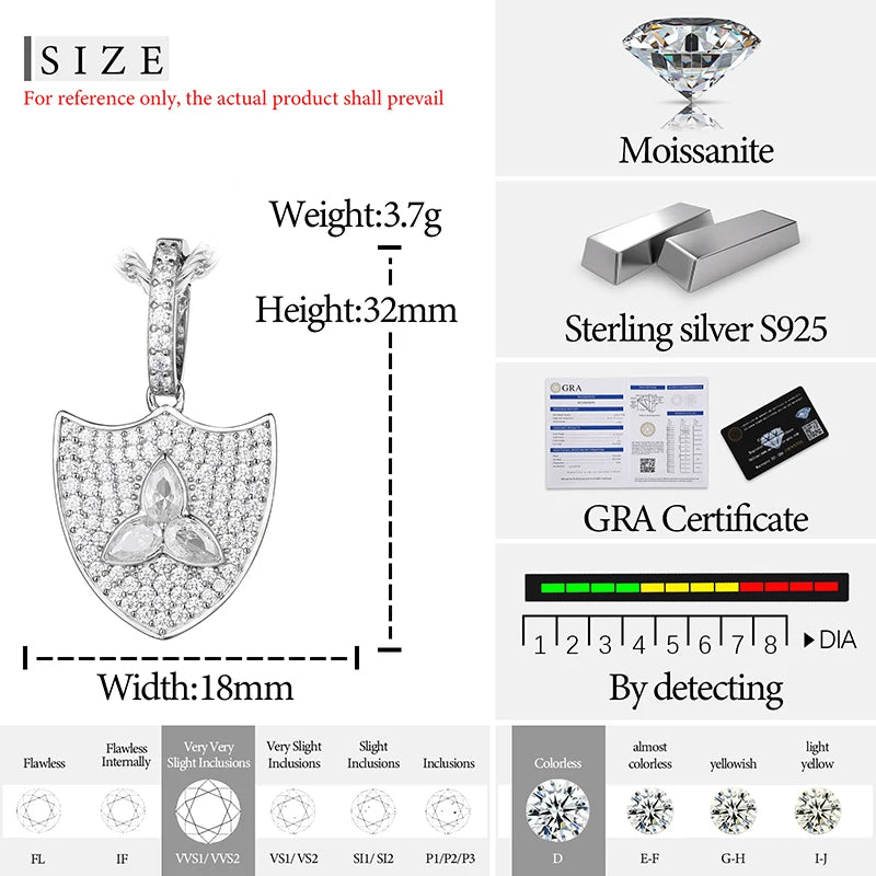 S925 Moissanite Shield Pendant - Different Drips