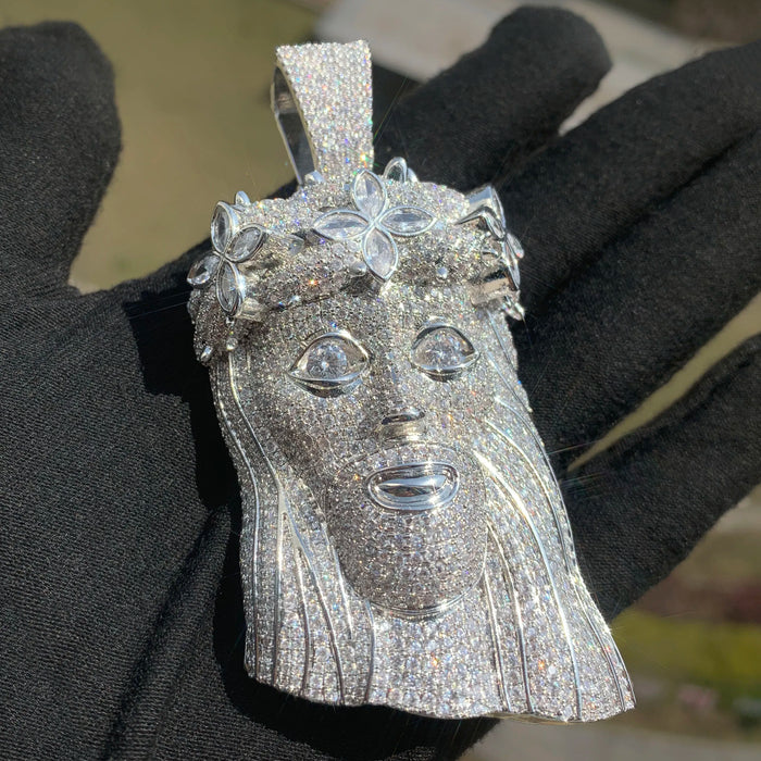 Diamond Crowned Clover Jesus Pendant - Different Drips