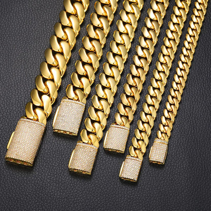 10mm-20mm Solid Iced Clasp Miami Cuban Bracelet - Different Drips