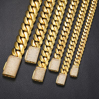 Thumbnail for 10mm-20mm Solid Iced Clasp Miami Cuban Bracelet - Different Drips