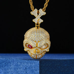 Iced Out Moissanite Skull Pendant - Different Drips