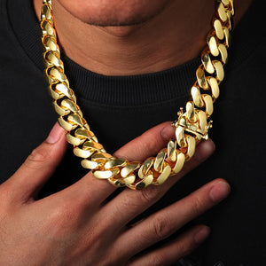 20mm Solid 18k Gold Plated Miami Cuban Link Chain - Different Drips