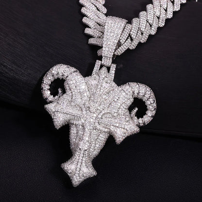 Iced Ram Horn Cross Pendant - Different Drips