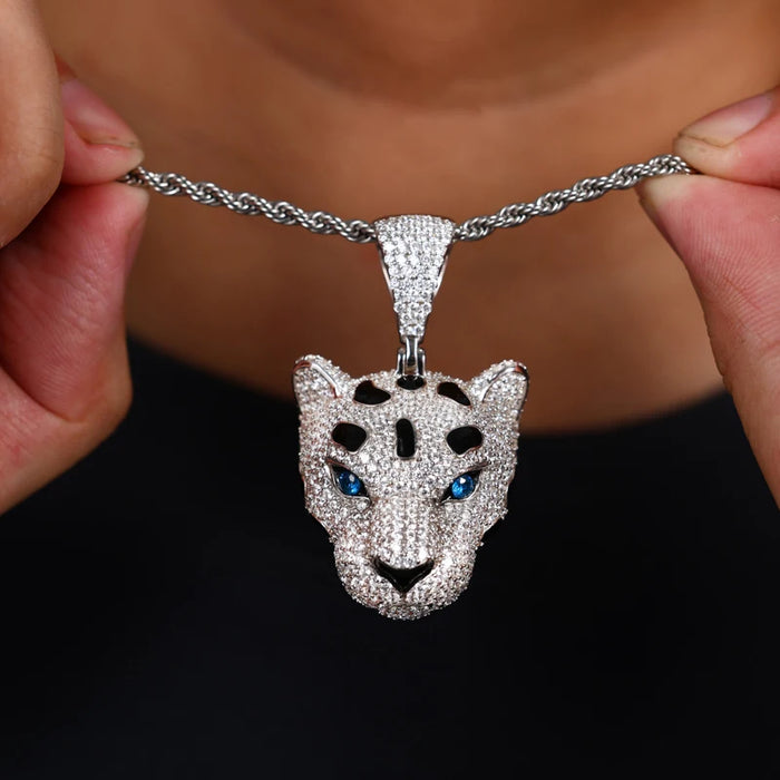 S925 Moissanite Panther Head Pendant - Different Drips