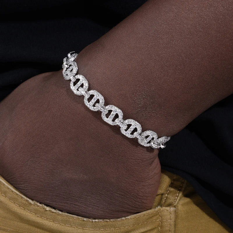 S925 Moissanite Iced Mariner-Link Bracelet - Different Drips
