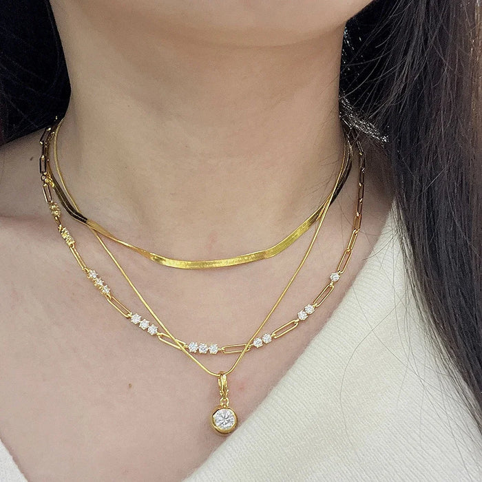 3mm Women's S925 Moissanite Diamond Paper Clip Necklace - Different Drips