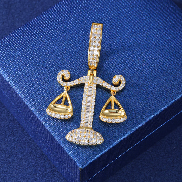 S925 Moissanite Baguette Diamond Justice Scale Pendant - Different Drips