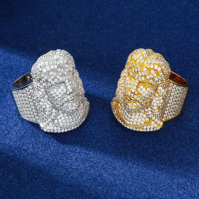 S925 Moissanite Iced Jesus Piece Ring - Different Drips
