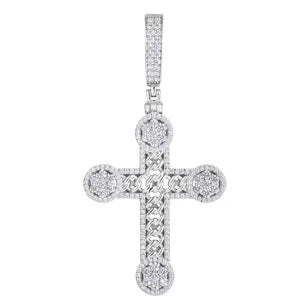 S925 Moissanite Rope Center Cross Pendant - Different Drips