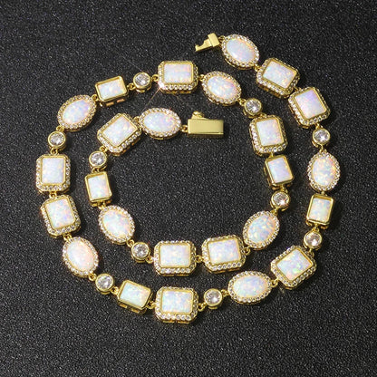 Iced White Opal Cluster Chain - Different Drips